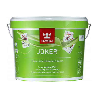 Краска интерьерная моющаяся Joker (Джокер) TIKKURILA 9 л белый (база А)