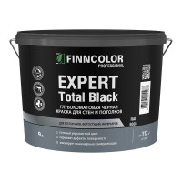 Краска Finncolor Expert Total Black интерьерная для стен и потолков, глубокоматовая, черная, 9 л