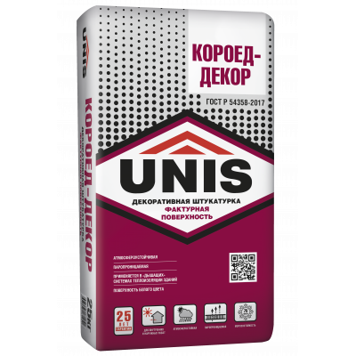 Штукатурка Декоративная Юнис КОРОЕД-ДЕКОР 25 кг UNIS